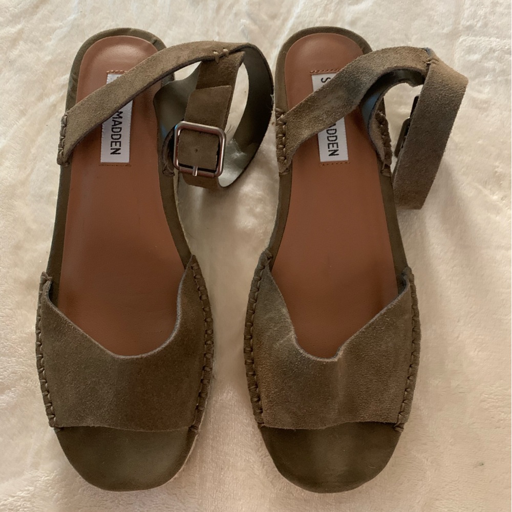Olive Green Suede Sandals